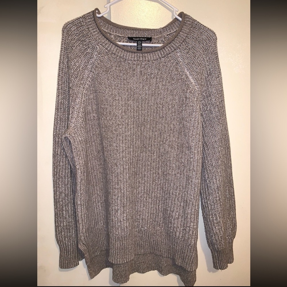 Ellen Tracy Taupe Women's Crew Neck Sweater